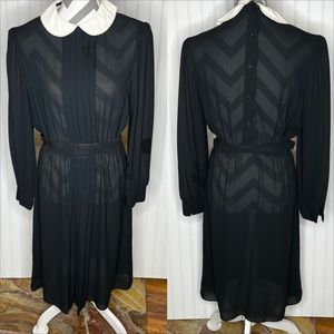 Vintage Sheer Modest Black Dress Size 13